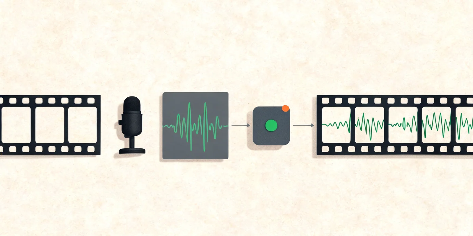 editorialní ilustrace AI pracovního postupu pro video a zvuk pro téma ai text na řeč zdarma