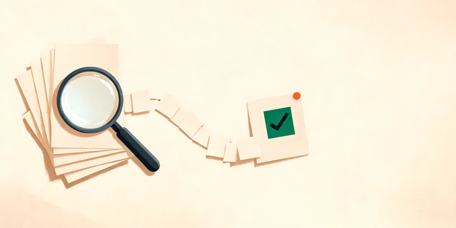 editorialní ilustrace AI workflow pro rešerši a práci s dokumenty pro téma AI nástroje pro správu času